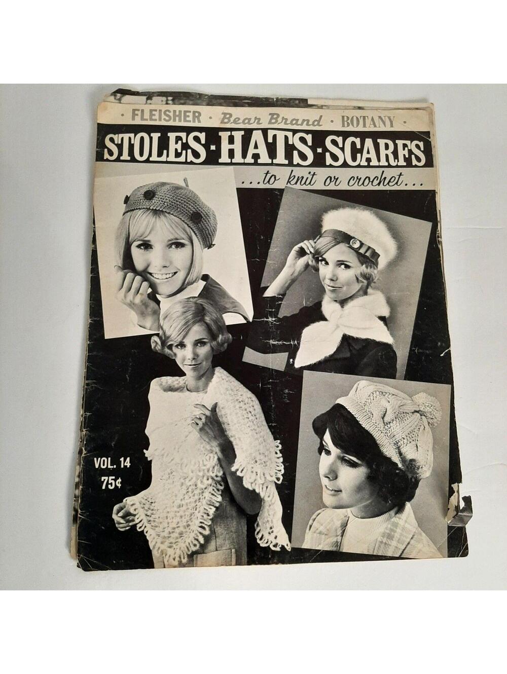 Fleisher Bear Knit Crochet Pattern Booklet 14 Stole Hat Scarf Patterns DAMAGED